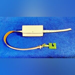 kate spade beige leather belt bag with green tag